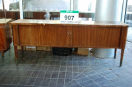 An ABESS Sapele Veneer Credenza with Twin Horizontal Sliding Tambour Doors, for restoration (Note: