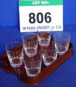 A Set of Six Whisky Tumblers on A Bentwood Tray