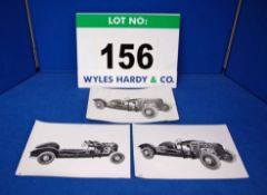 Three Black and White Prints of The Bristol 401 Rolling Chassis
