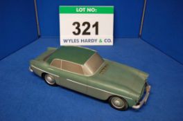 A Green and Silver Painted Solid Wooden Scale Design Model for The Bristol 406 Saloon