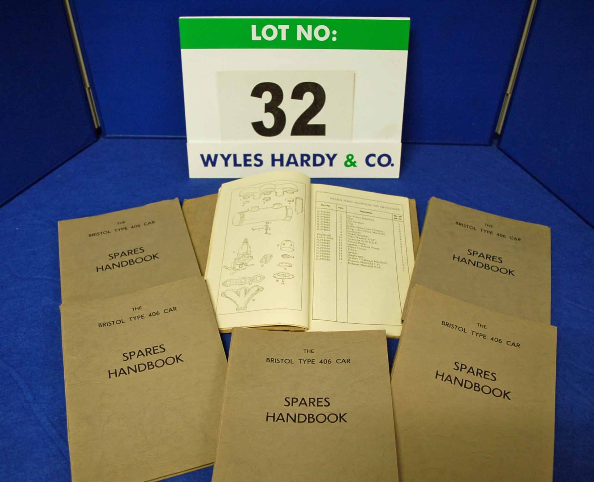 Six Copies of the Spares Handbook for The Bristol Type 406 Car