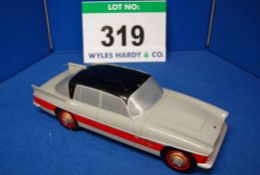A Silver, Red and Black Painted Solid Wooden Scale Design Model for The Bristol 406 Saloon with A