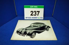 A Black and White Design Artwork of The Bristol 400 Saloon Printed onto Card