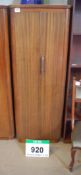 A Sapele Tall Double Door Wardrobe Storage Cupboard with Brass Art Deco Handles