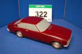 A Red, Grey, Black and Silver Painted Solid Wooden Scale Design Model for The Bristol 603 Saloon