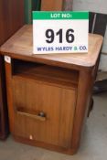 A Sapele Veneer Independent Pedestal with Single Door and Upper Shelf