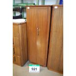 A Sapele Tall Double Door Wardrobe Storage Cupboard with Brass Art Deco Handles (Damage to Veneer)