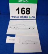 Three Various Prints of Line Drawings of The Bristol 603 Saloon