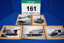 Two Black and White Promotional Photographs showing A Bristol 406 Saloon next to A Bristol Britannia