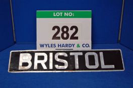 A Bristol Number Plate being Formed of Letters Stamped into An Alloy Plate with Adhesive Backed