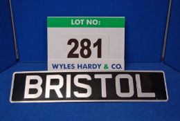 A Bristol Number Plate being Formed of Letters Stamped into An Alloy Plate with Adhesive Backed