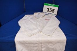 A Used White Cotton Technicians Workshop Overall Jacket with Embroidered Bristol Badge to Left Chest