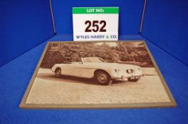 A Framed Black and White Promotional Print of A Bristol 405 Drophead Printed onto Card