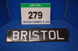 A Bristol Number Plate utilising Silver Plastic Letters Affixed to a Black Painted Plate