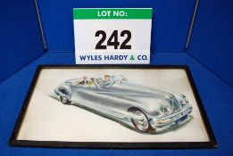 A Framed and Glazed Colour Design Artwork of A Bristol 402 Cabriolet, Annotated 'FARNDON'