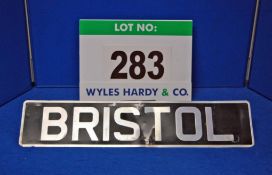 A Bristol Number Plate being Formed of Letters Stamped into An Alloy Plate with Adhesive Backed