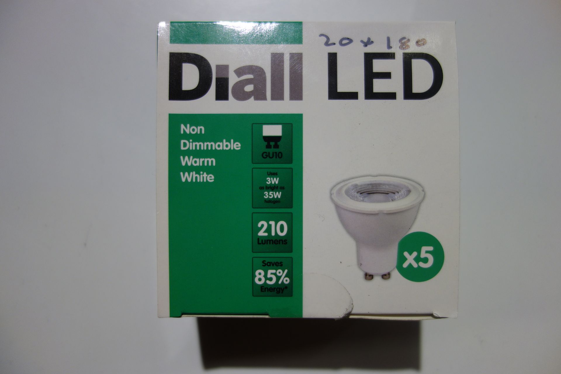 180 X Diall LGW3W21/5-BQ LED GU10 Lamps 3W 35W 210 Lumens 2700K