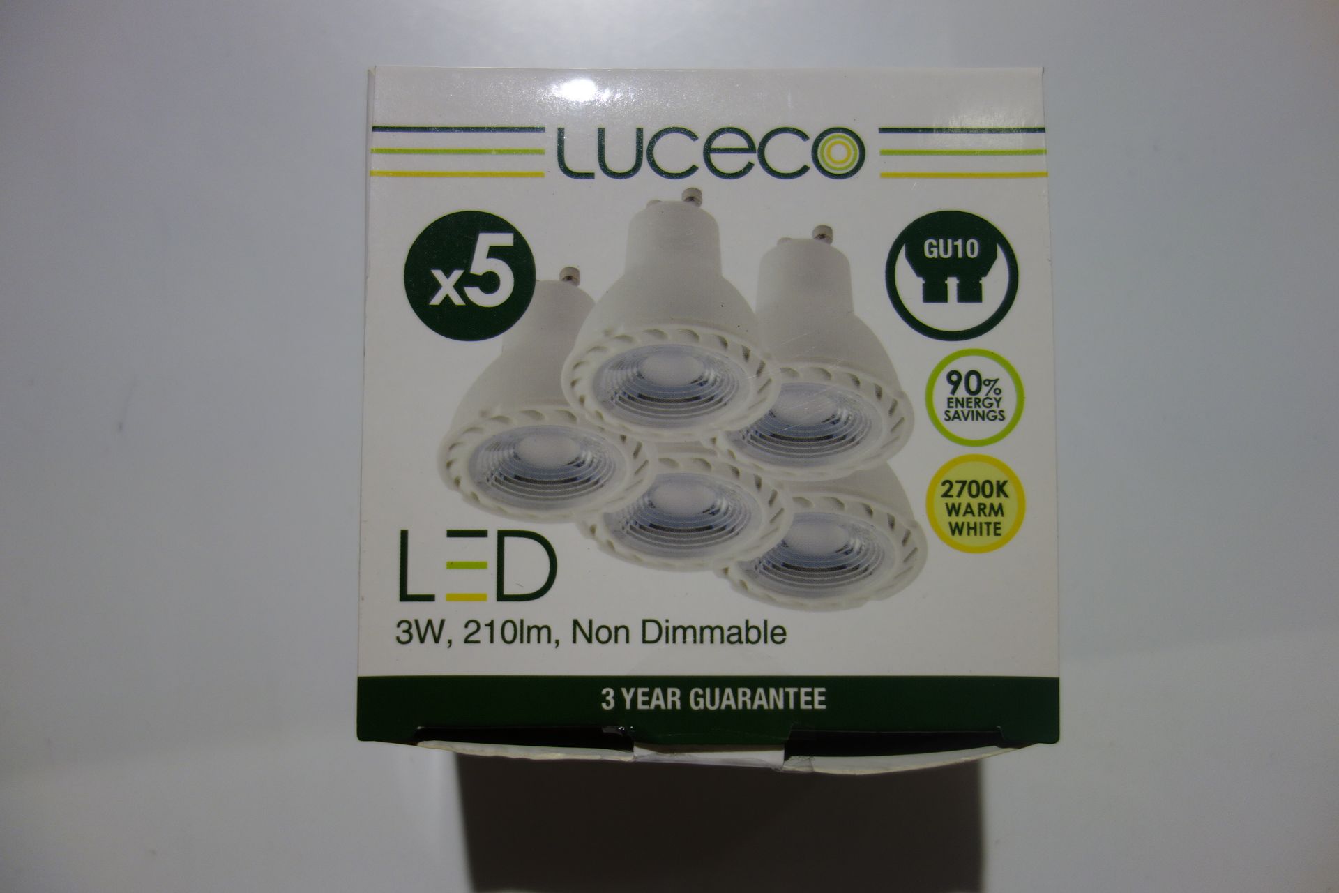 100 x Luceco LGW3W21/5-01 JK LED Lamps GU10 3w 35w 210 Lumen 2700K