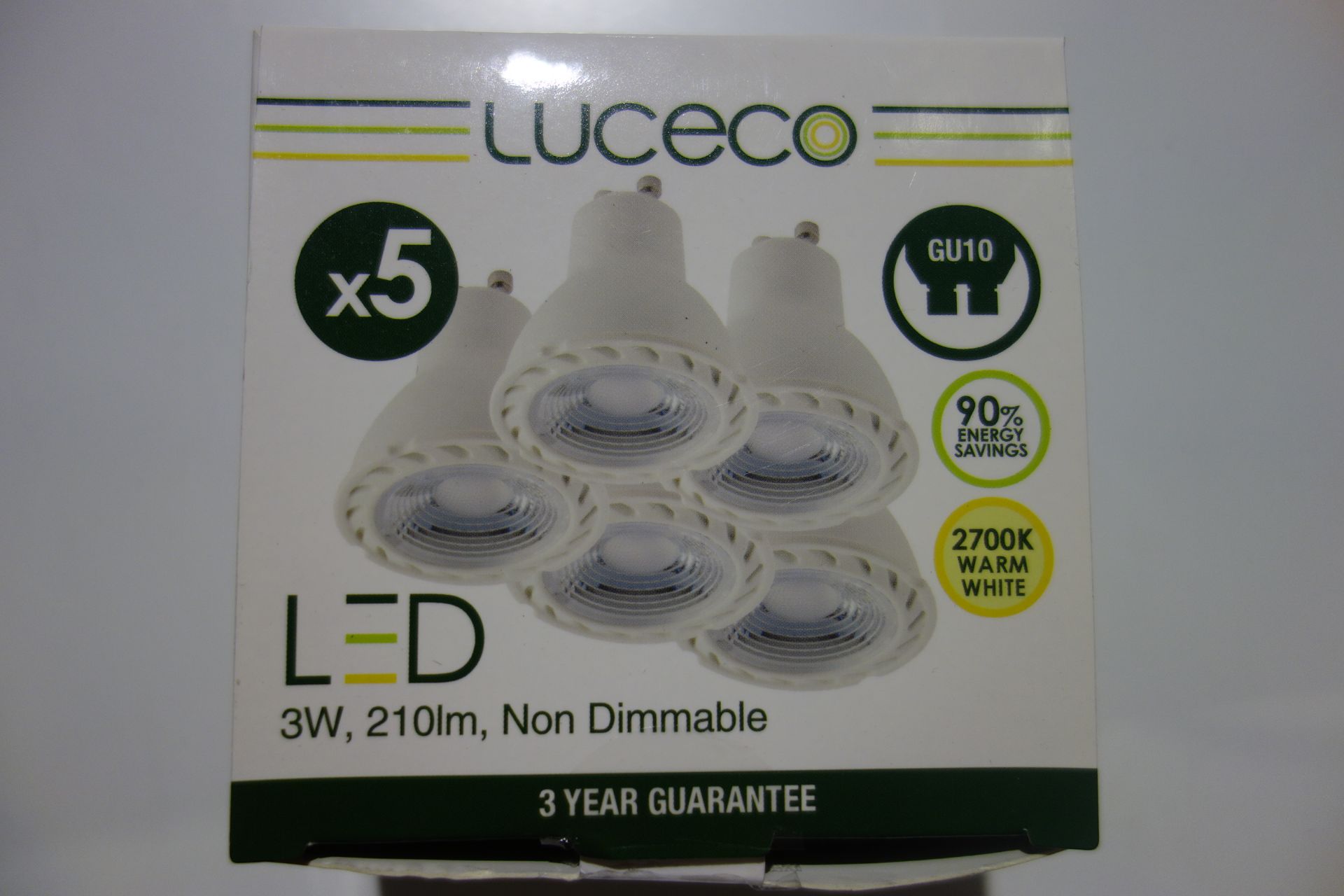 100 x Luceco LGW3W21/5-01 JK LED Lamps GU10 3w 35w 210 Lumen 2700K