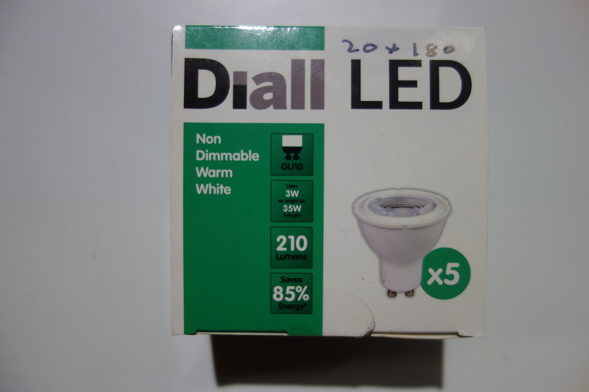 180 X Diall LGW3W21/5-BQ LED GU10 Lamps 3W 35W 210 Lumens 2700K