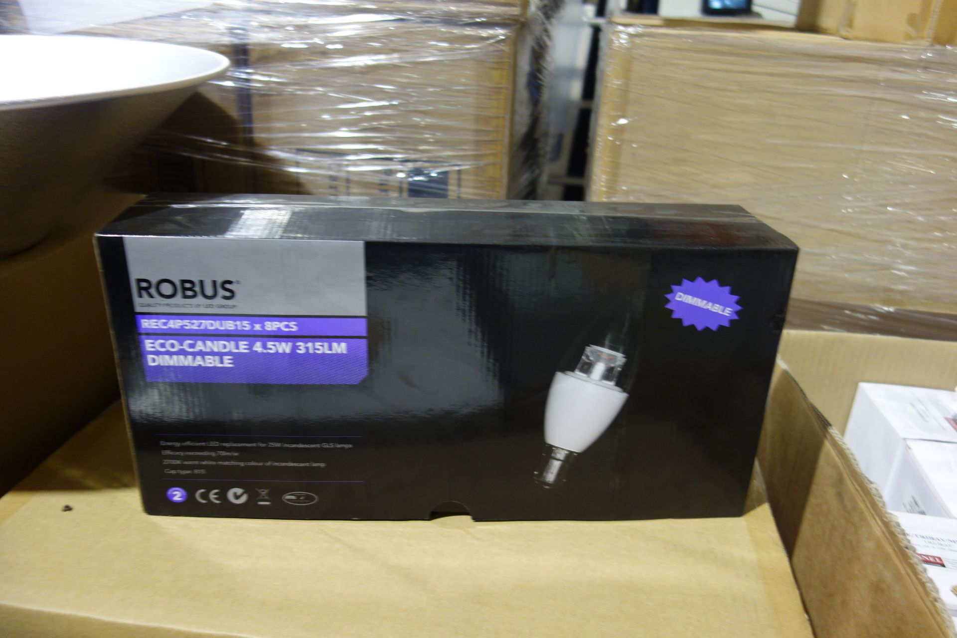 80 X Robus REC4P527DUB15 4.5W LED Dimmable Candle Lamp B15 Fitting