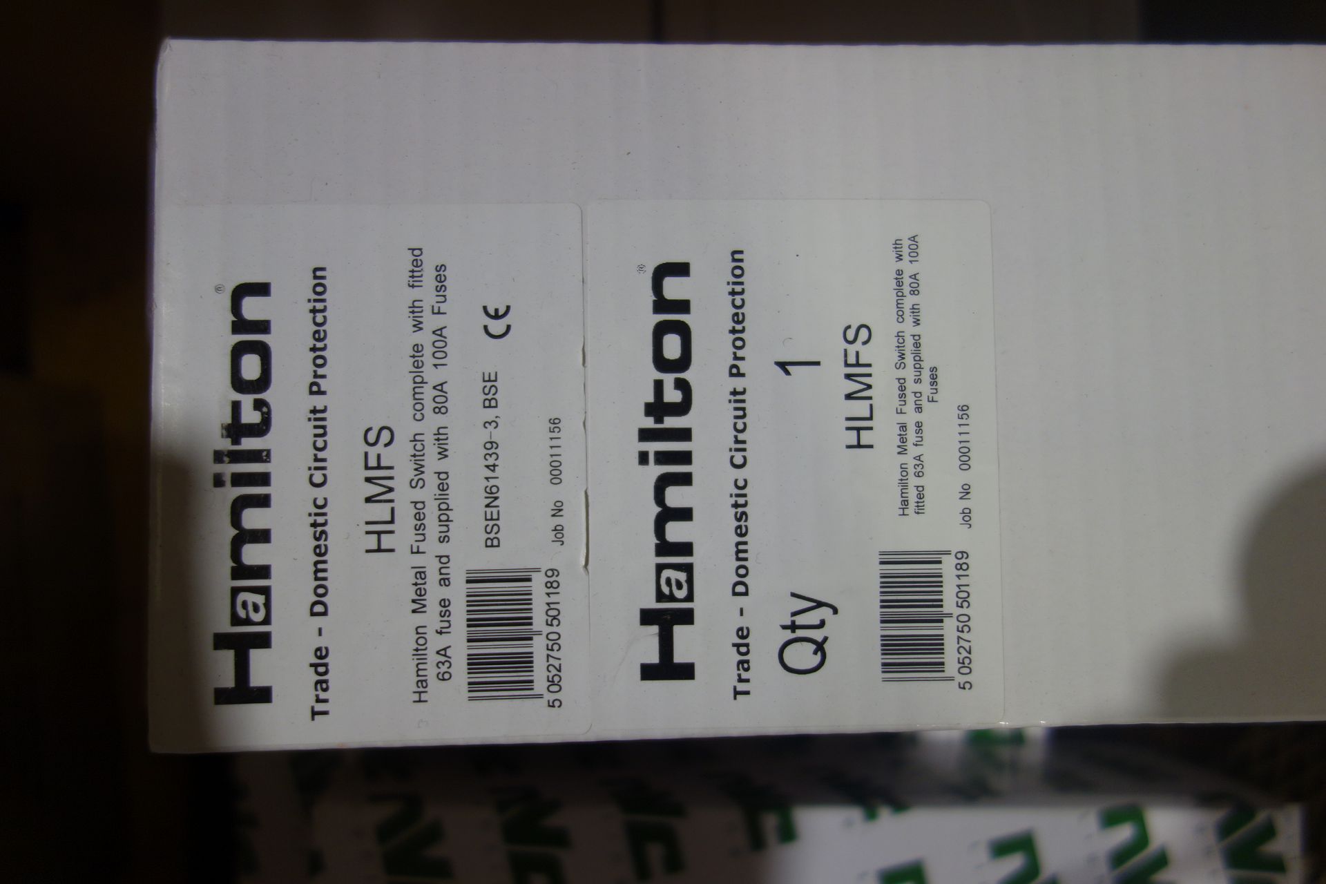 5 X Hamilton HLMFS Metal Fused Switch C/W Fitted 63A Fuse + 80A 100A Fuses