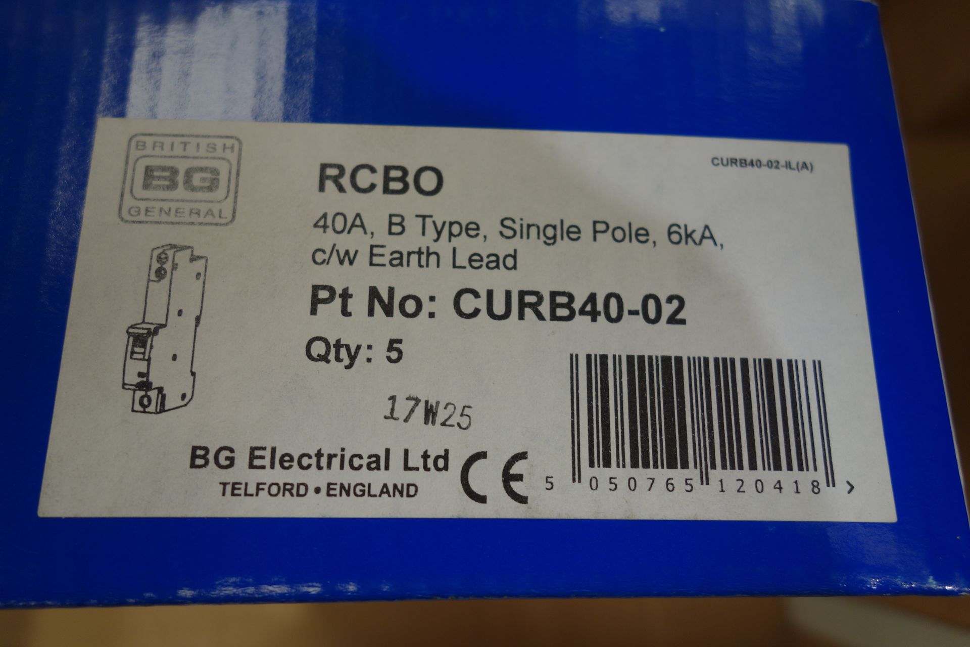 20 X British General CURC40-02 40A Type B Single Pole 6KA RCBO C/W Earth Lead