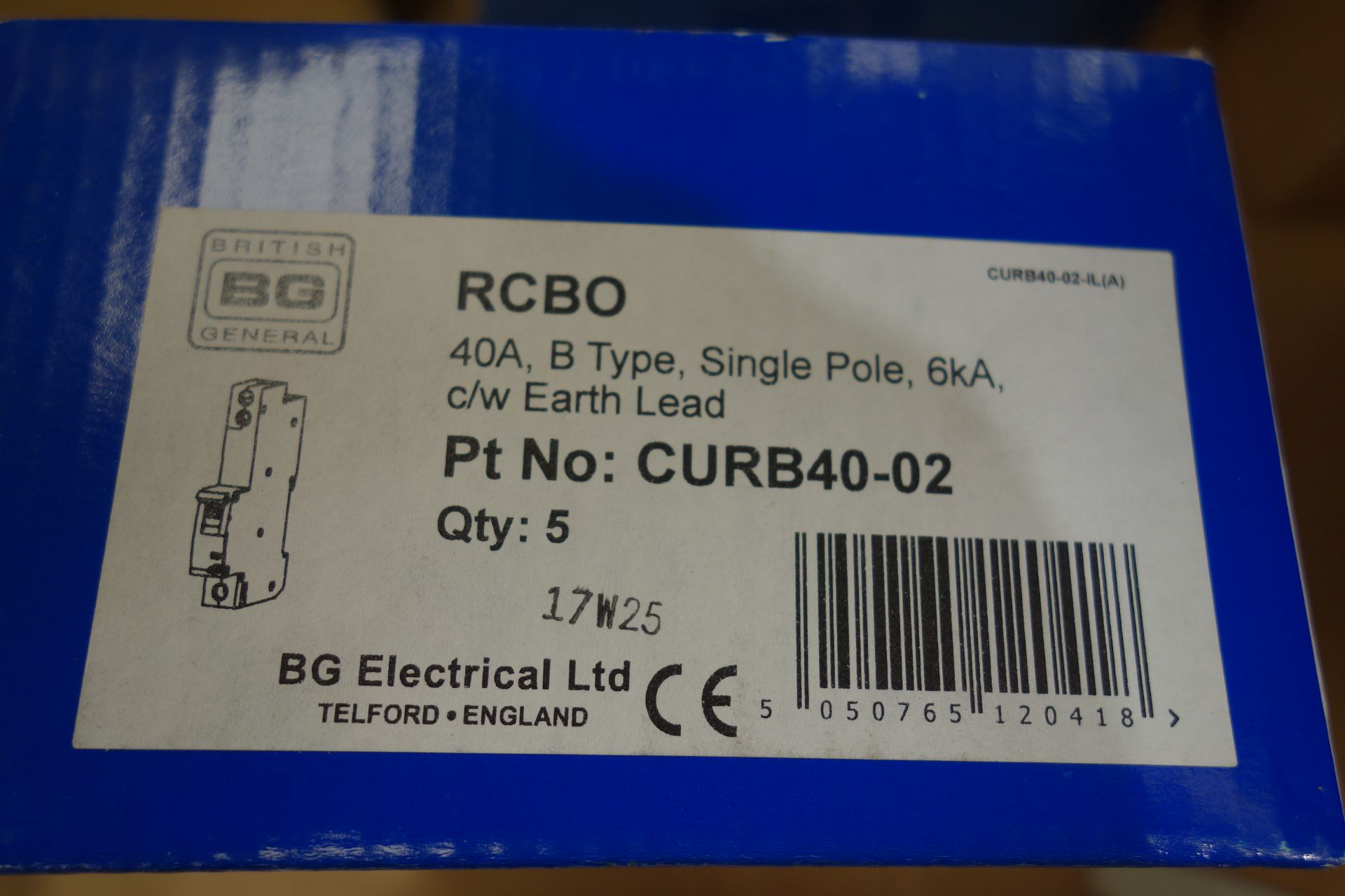 20 X British General CURC40-02 40A Type B Single Pole 6KA RCBO C/W Earth Lead