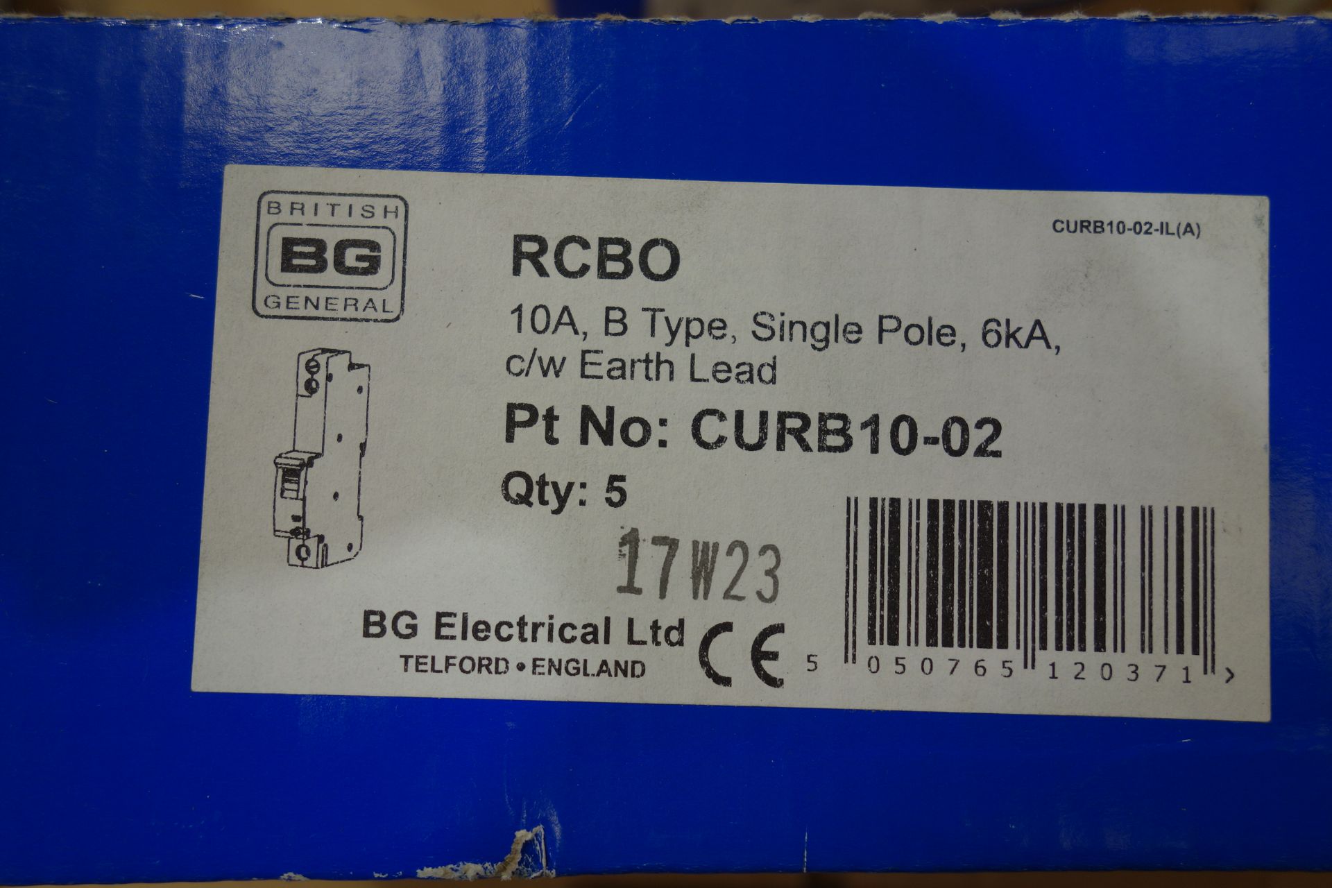 20 X British General CURB10-02 10A Type B Single Pole 6KA RCBO C/W Earth Lead