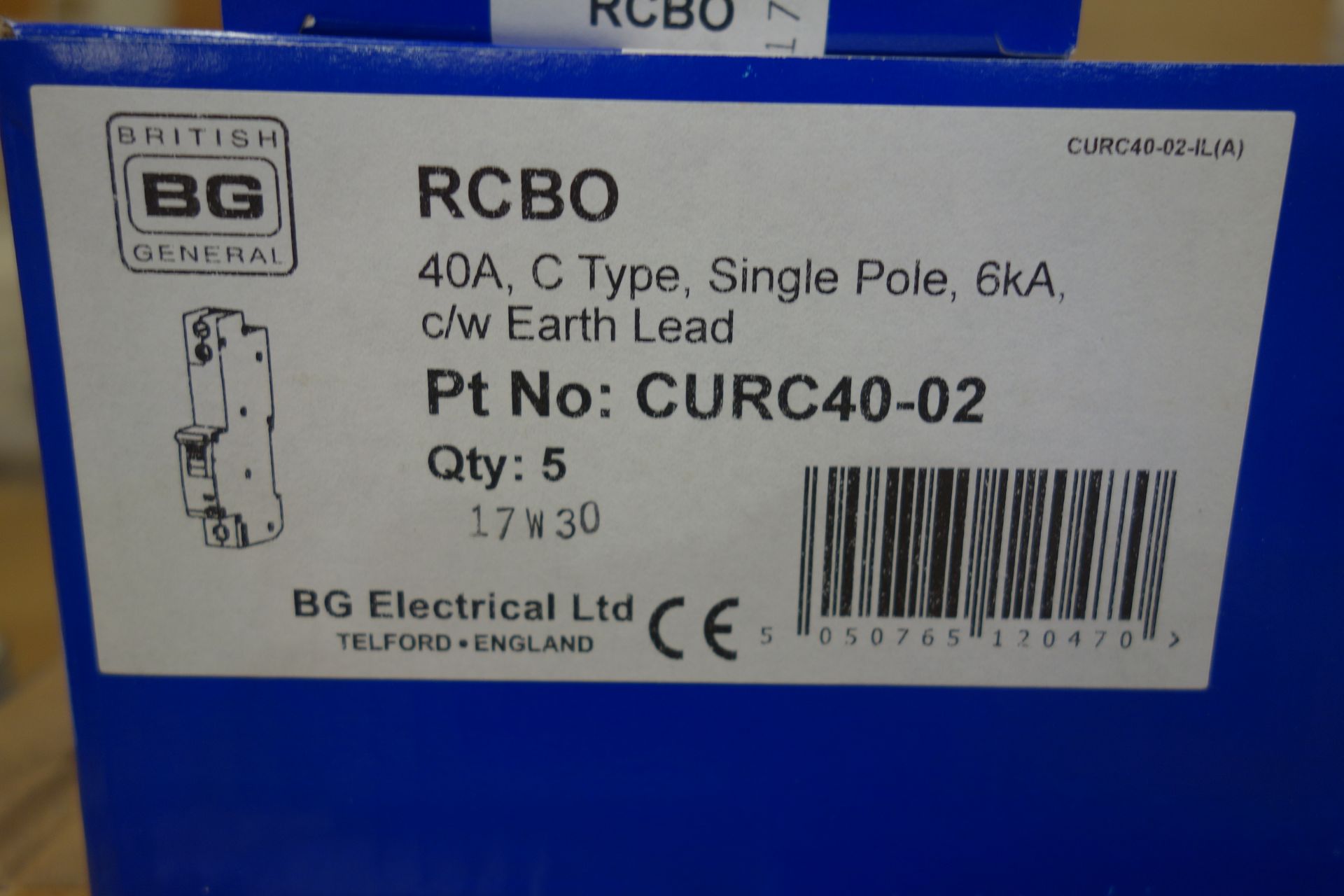 20 X British General CURC40-02 40A Type C Single Pole 6KA RCBO C/W Earth Lead