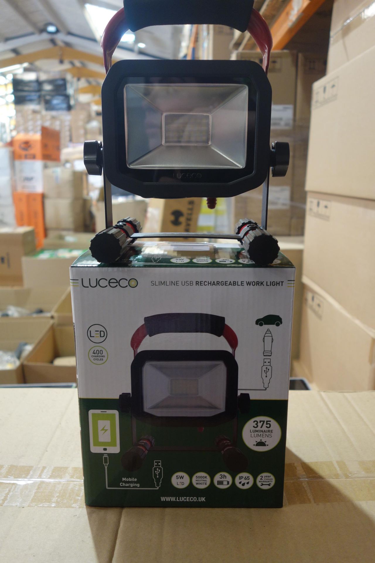 5 X Luceco LSWR5BR-01 LED Slimline USB Rechargeable Work Light 5W 5000K Neutral White LightIP65 C/