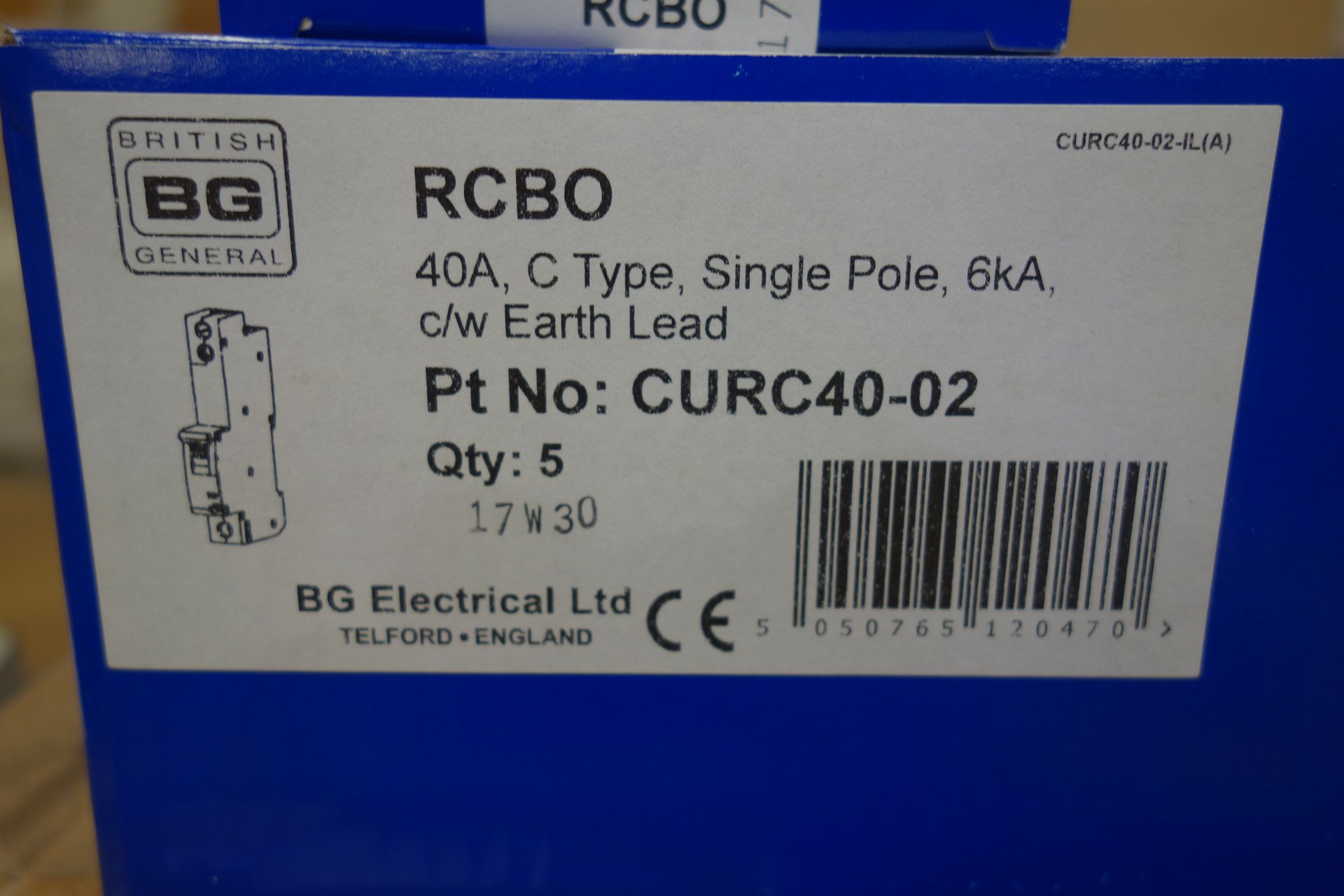 20 X British General CURC40-02 40A Type C Single Pole 6KA RCBO C/W Earth Lead