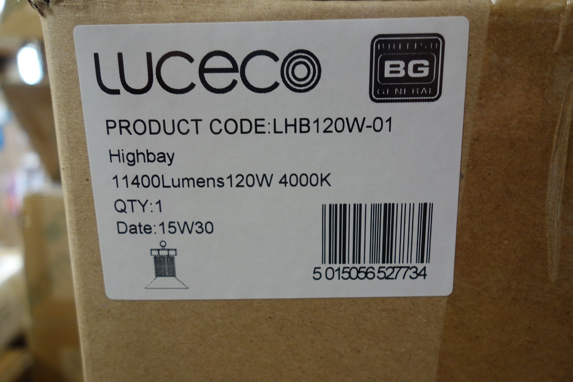 2 x Luceco LHB1201-01 High Bay 120W 11400 Lumens 4000K C/W Beam Reflector. Black Finish