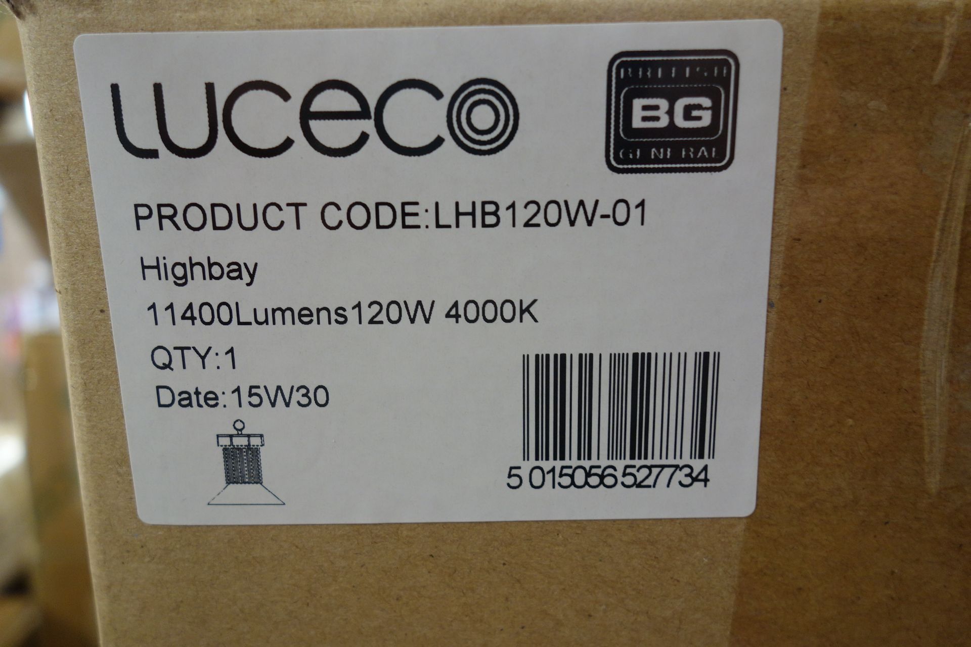 2 x Luceco LHB1201-01 High Bay 120W 11400 Lumens 4000K C/W Beam Reflector. Black Finish