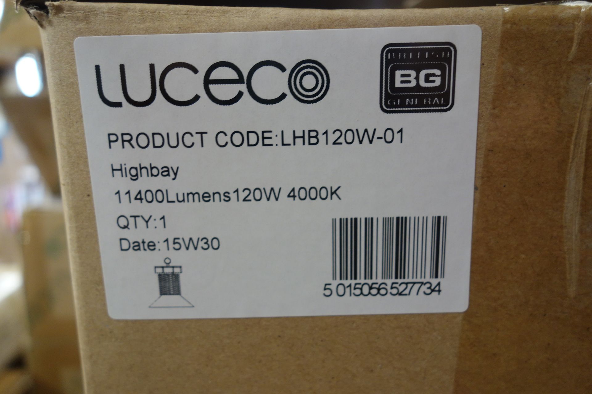 2 x Luceco LHB1201-01 High Bay 120W 11400 Lumens 4000K C/W Beam Reflector. Black Finish