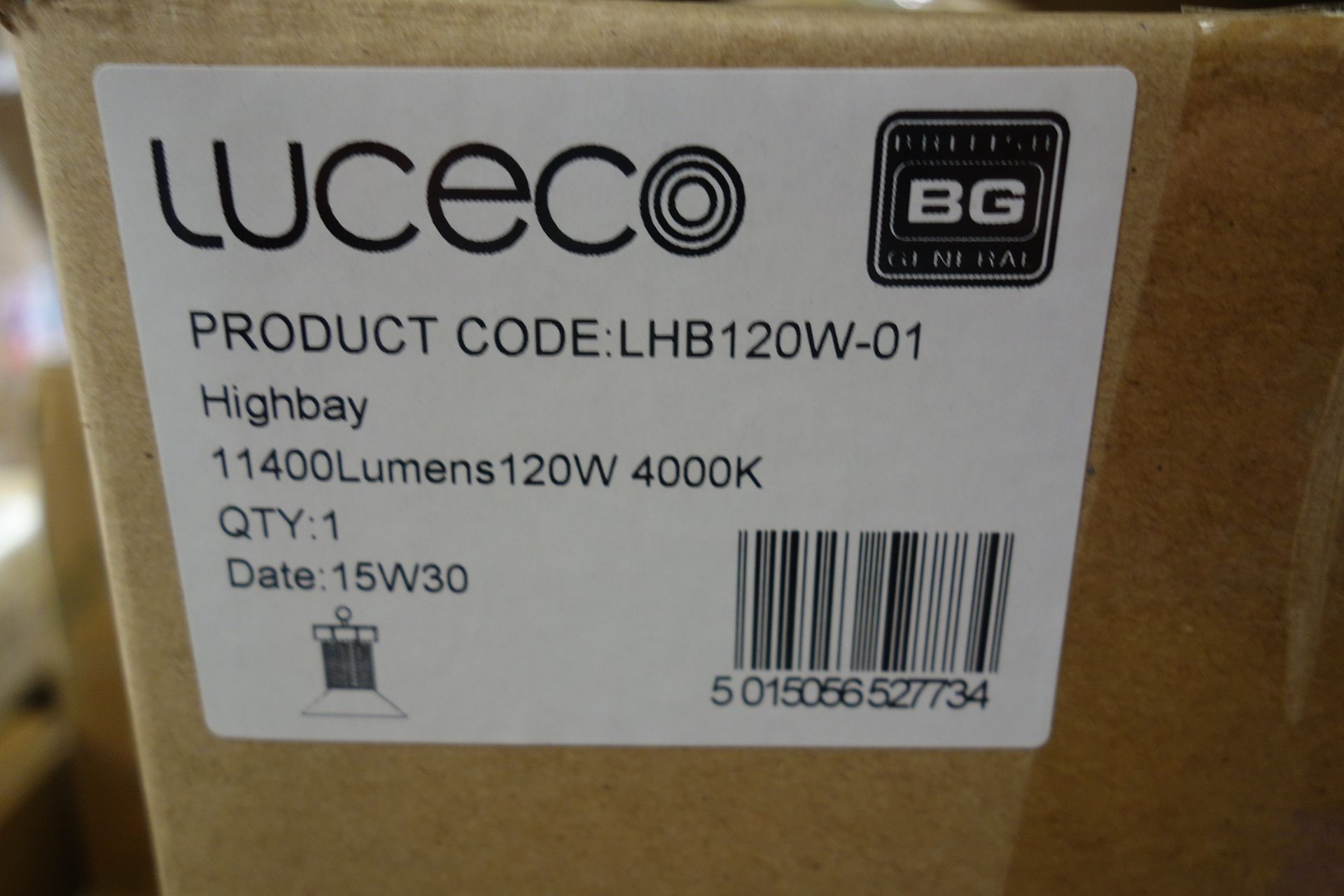 2 x Luceco LHB1201-01 High Bay 120W 11400 Lumens 4000K C/W Beam Reflector. Black Finish