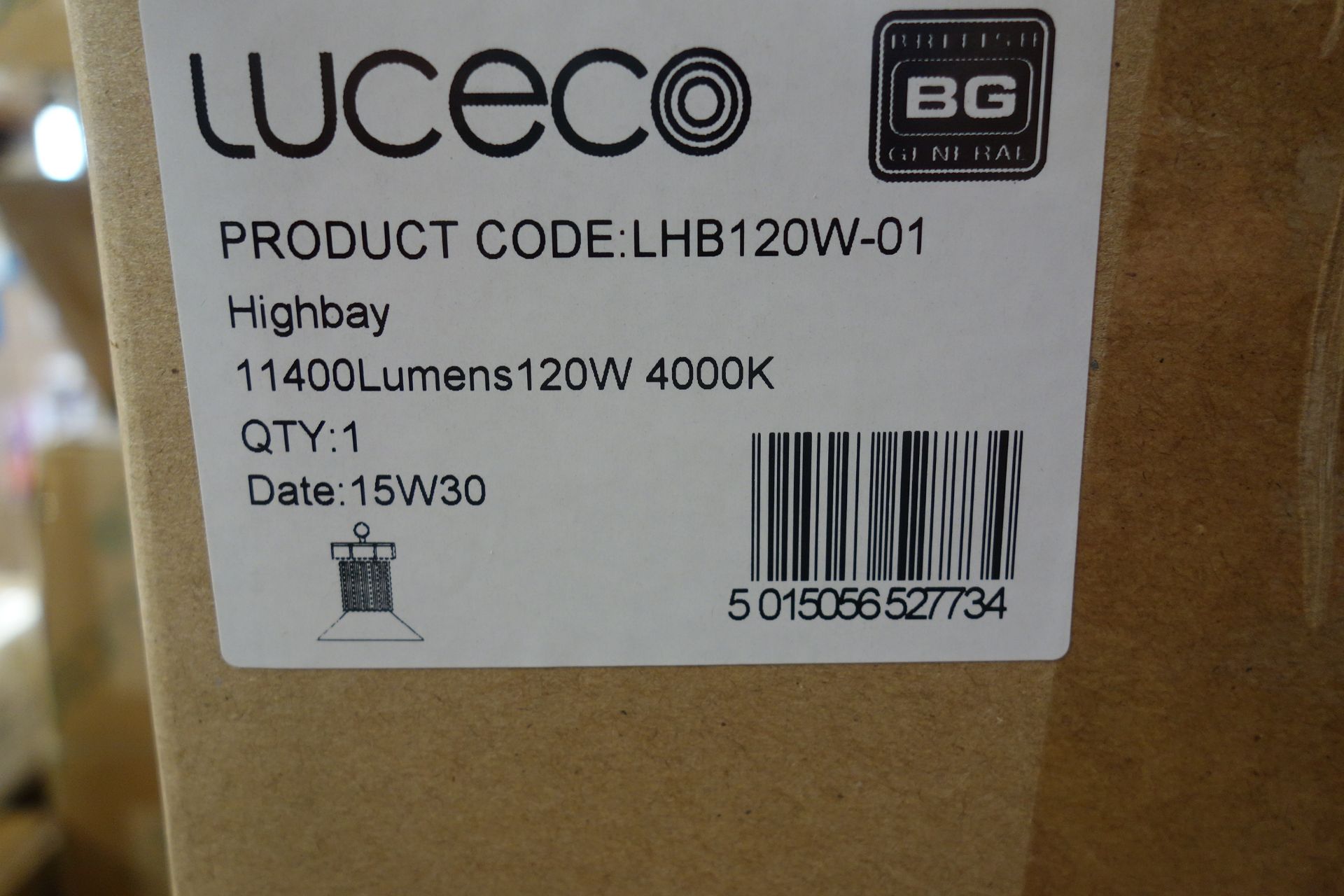 2 x Luceco LHB1201-01 High Bay 120W 11400 Lumens 4000K C/W Beam Reflector. Black Finish