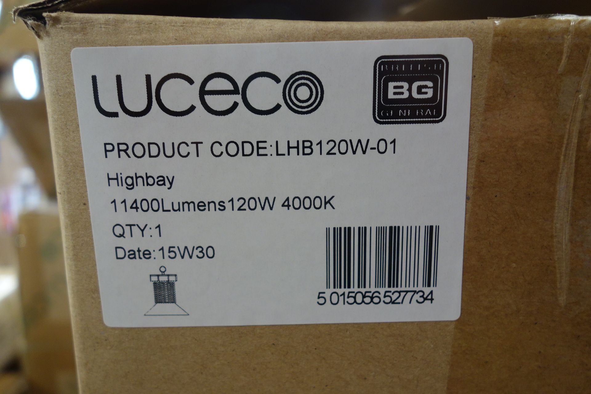 2 x Luceco LHB1201-01 High Bay 120W 11400 Lumens 4000K C/W Beam Reflector. Black Finish