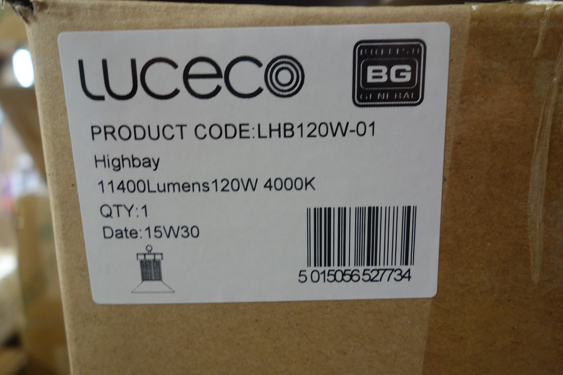 2 x Luceco LHB1201-01 High Bay 120W 11400 Lumens 4000K C/W Beam Reflector. Black Finish