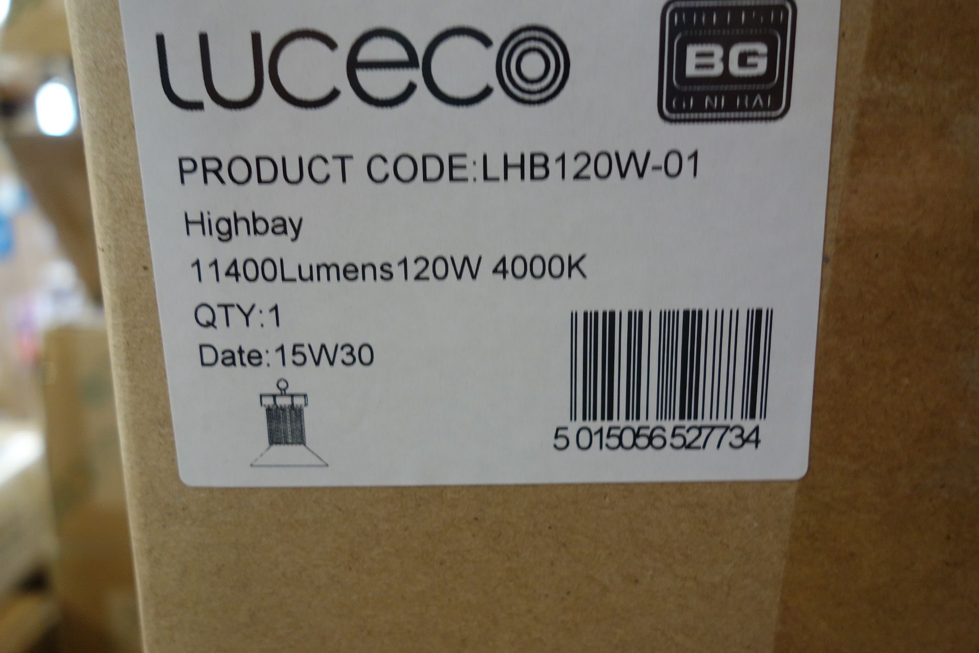 2 x Luceco LHB1201-01 High Bay 120W 11400 Lumens 4000K C/W Beam Reflector. Black Finish