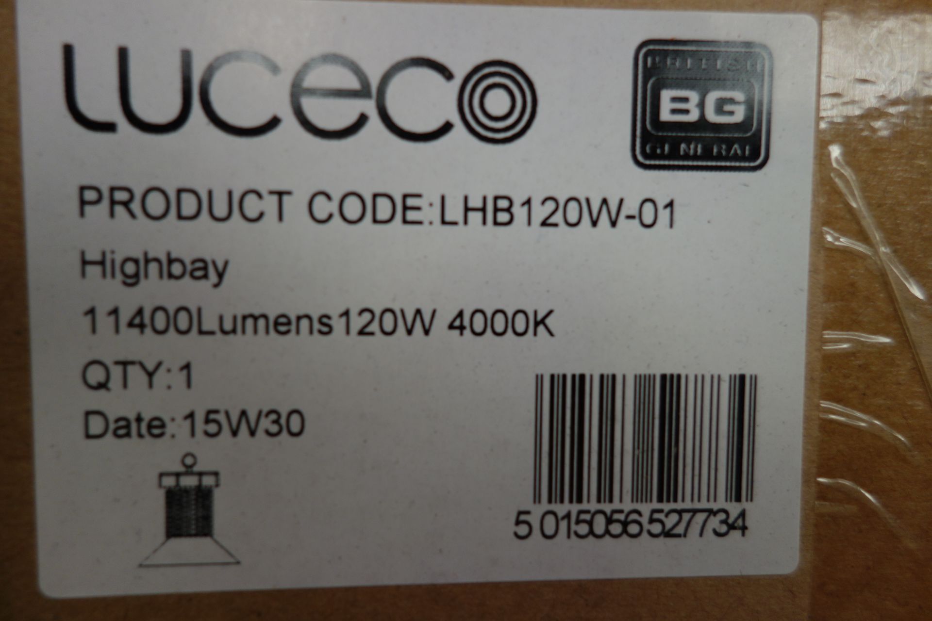 2 X Luceco LHB120W-01 LED Highbay 11400 Lumens 120W 400K C/W Prismatic Refractor