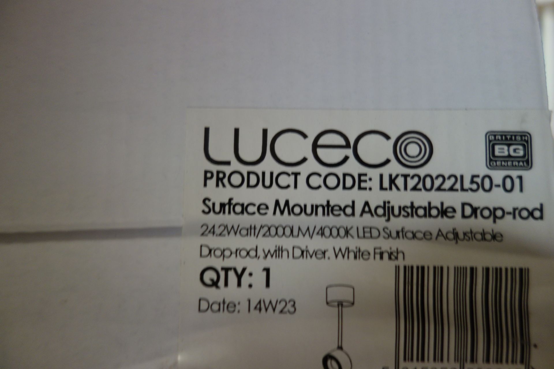 6 X LUCECO LKT2022L50-01 24-2 W LED Surface Adjustable Drop-Rod With Driver White Finish 2000