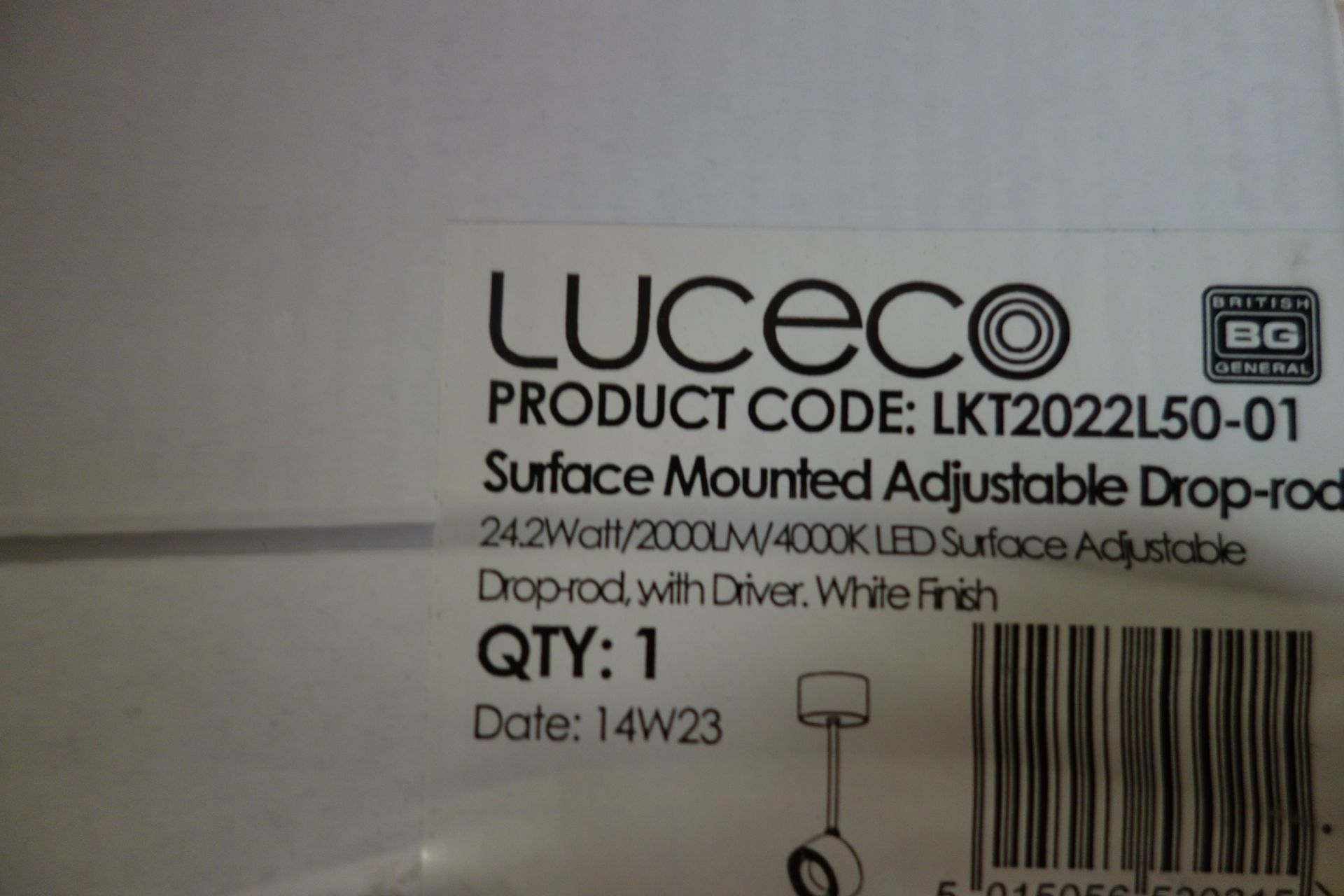 6 X LUCECO LKT2022L50-01 24-2 W LED Surface Adjustable Drop-Rod With Driver White Finish 2000