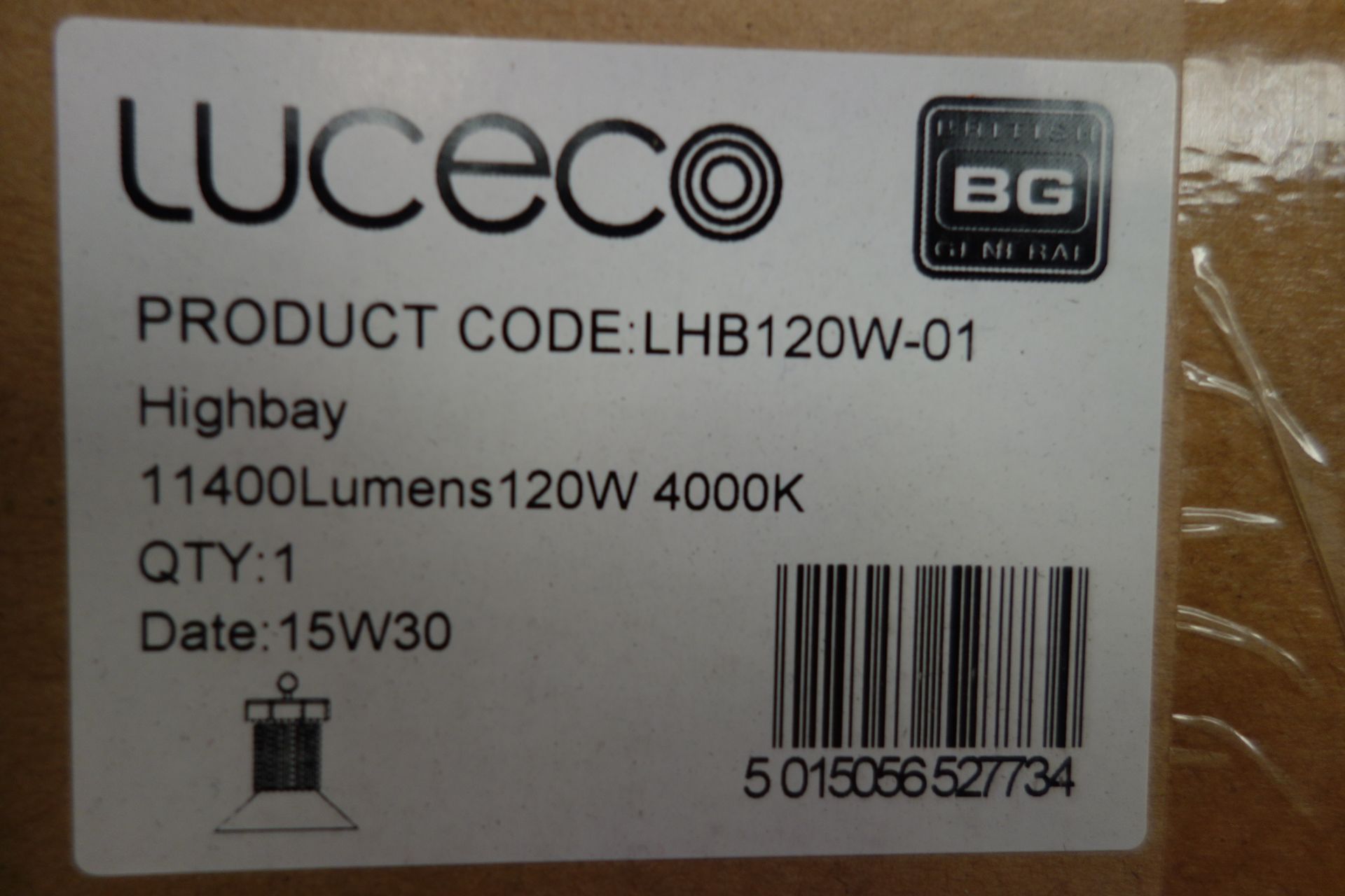 2 X Luceco LHB120W-01 LED Highbay 11400 Lumens 120W 400K C/W Prismatic Refractor