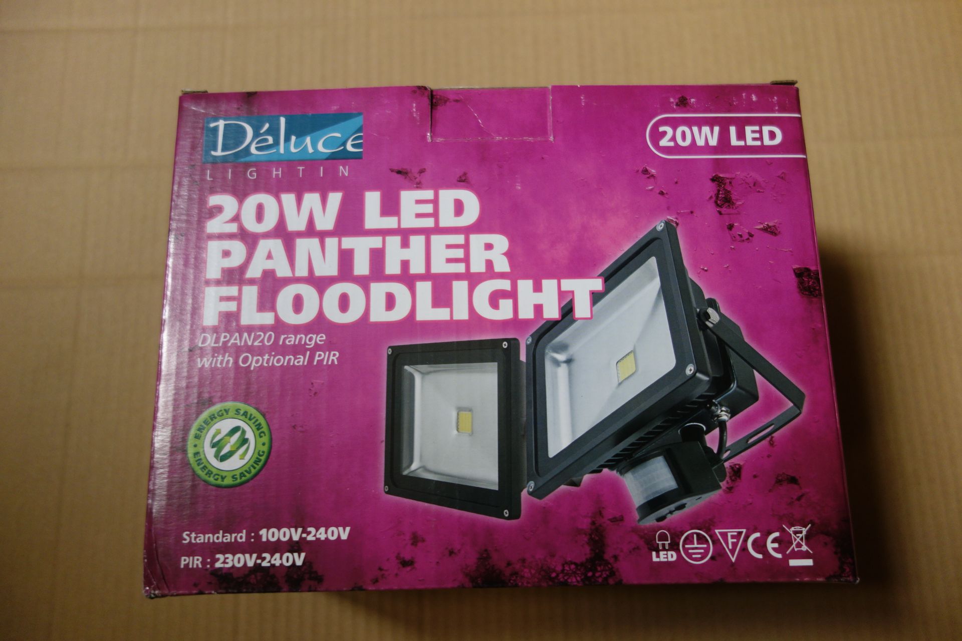 6 X Deluce DLPAN20WBLKWW 20W LED Panther Floodlight Die Cast Aluminium Body Black Powder Coated C/