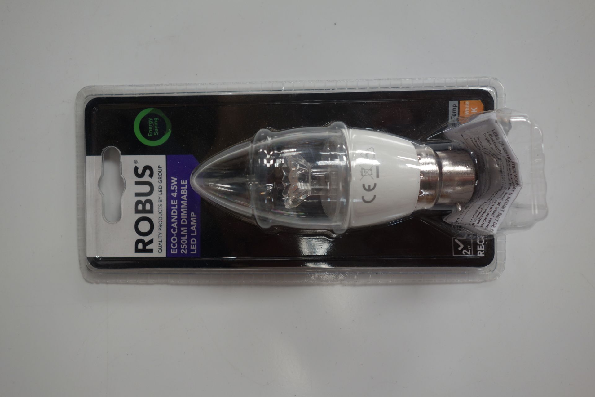 80 X Robus REC4P527DUB22 LED ECO-Candle 4.5W 250LM Dimmable Lamp B22 Fitting