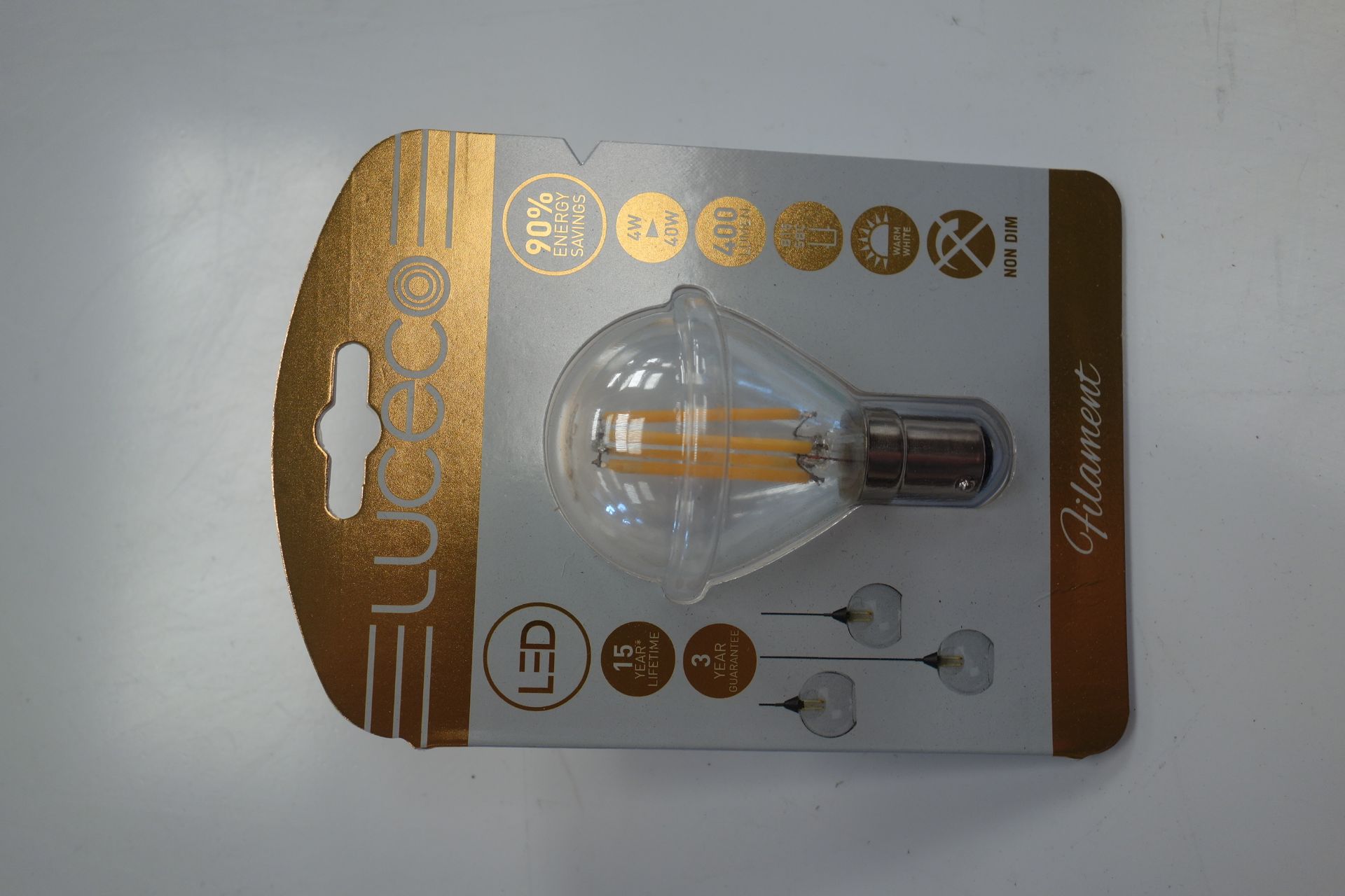 100 X Luceco LB15W4F40-LE SN 4W LED Filament Lamp 400 Lumens B15 Fitting