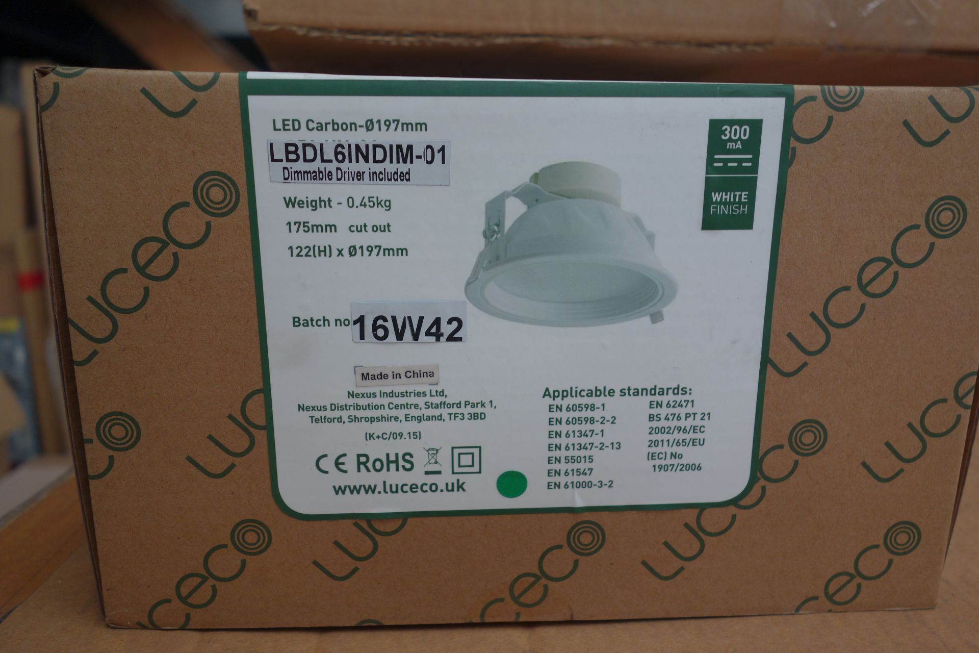 24 X Luceco LBDL6INDIM-01 12W LED Downlight 197MM Diameter c/w Dimmable Driver 4200K White Finish