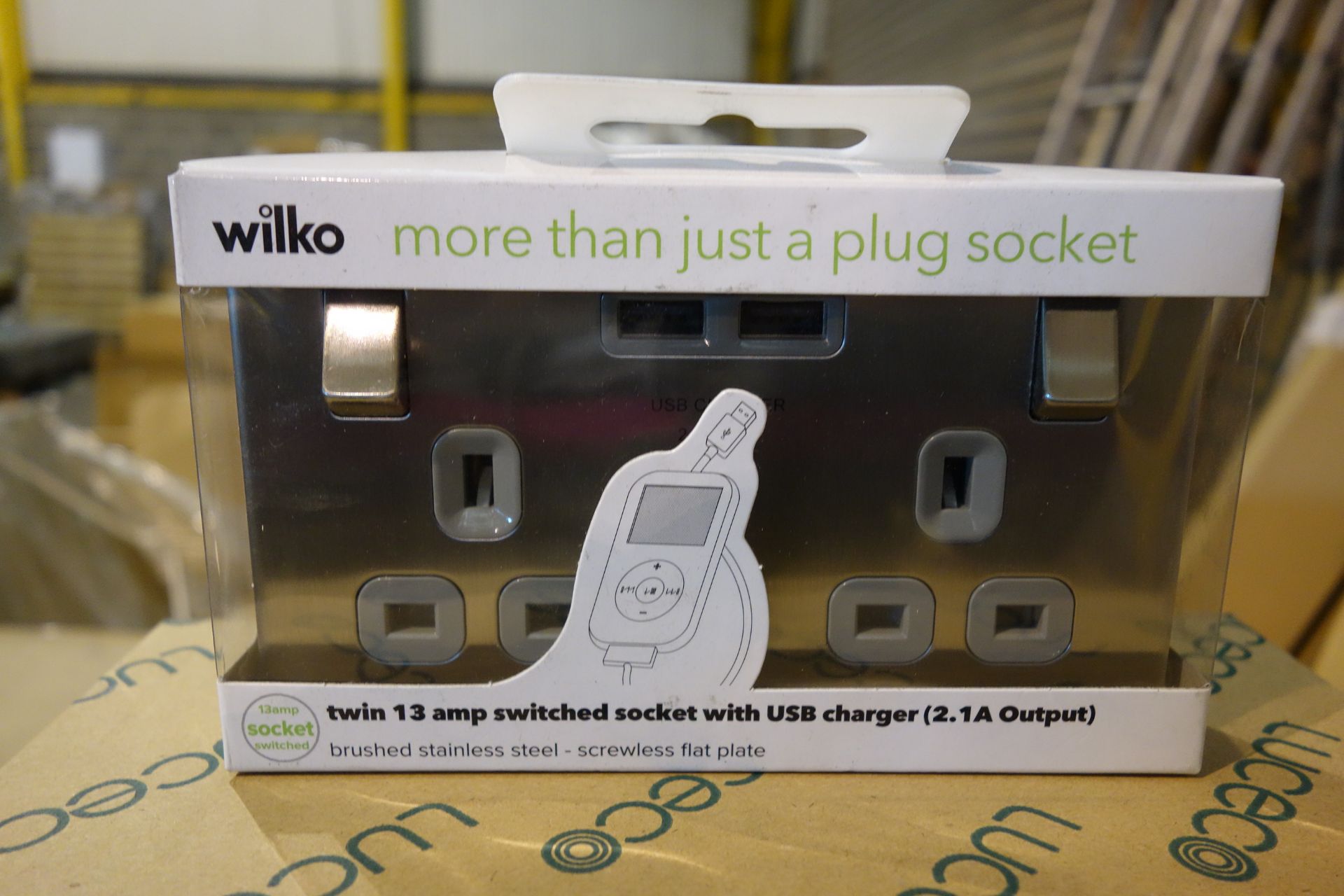 10 X Wilko 13AMP 2G Switched Socket With 2 X USB Charges 2.1A Output Brushed Stainless Steel Grey