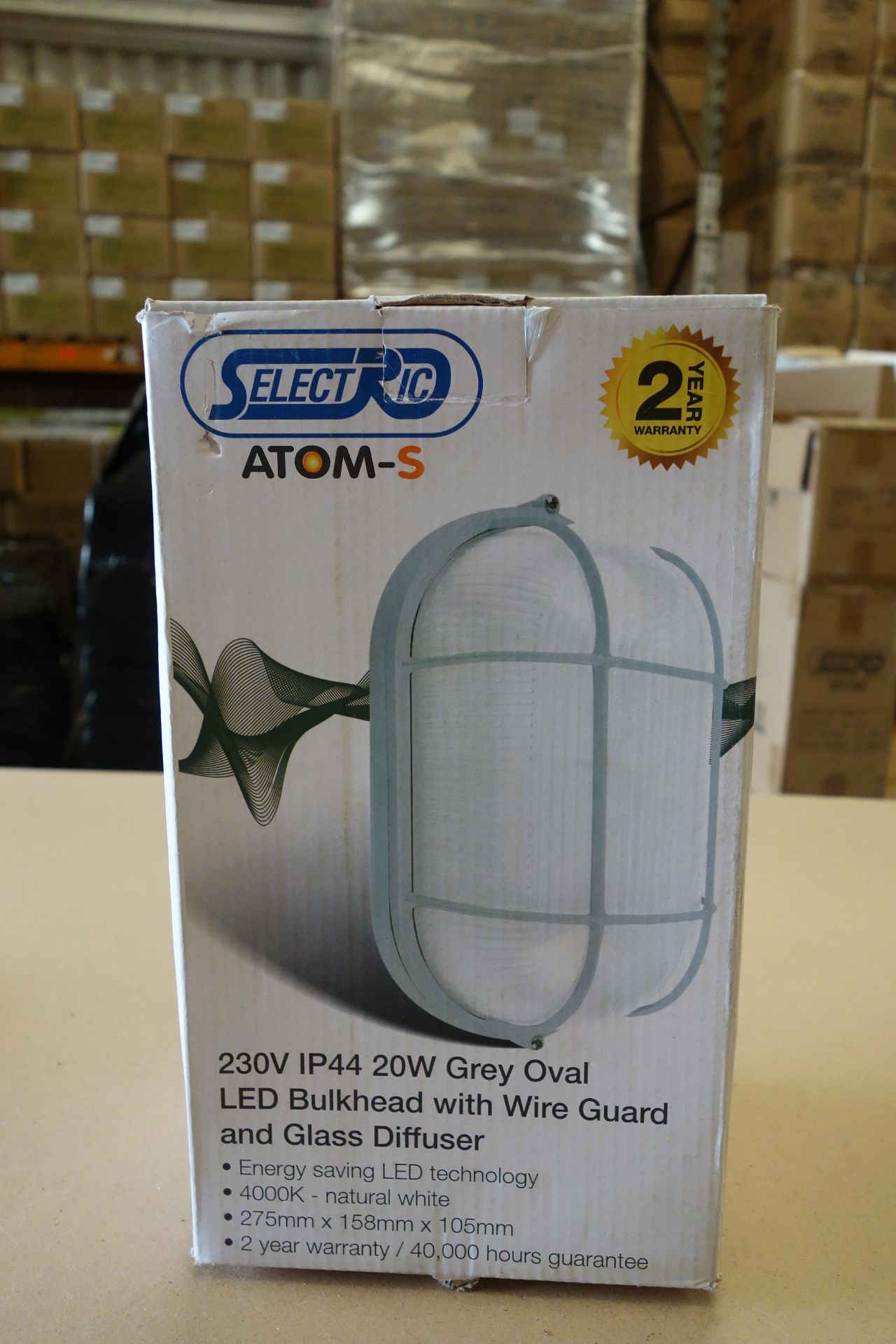 20 X Select ATOM-5-3 20W LED Grey Oval Bulkhead With Wire Guard + Glass Deffuser 275MM X 158MM X
